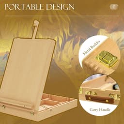 image-Vinsetto Wooden Table Easel Box Hold Canvas up to 61cm Adjustable Sketch Board