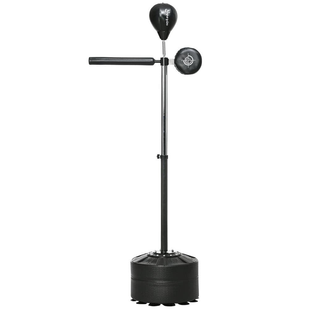 image-SPORTNOW Adjustable Speed Bag, Boxing Bag with Stand, Reflex Bar, Black