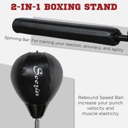 image-SPORTNOW Adjustable Speed Bag, Boxing Bag with Stand, Reflex Bar, Black
