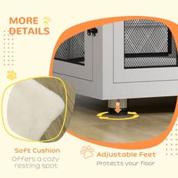 image-Dog Kennel Furniture End Table w/ Two Doors, Soft Cushion for Large, Medium Dogs