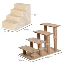 image-Portable Dog Stairs with Washable Plush Cover, for High Bed Sofa - Beige