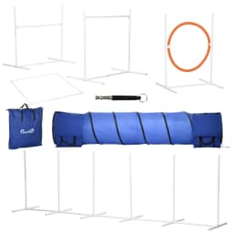 image-Six-Piece Dog Agility Equipment Set with Carry Bag - Multicoloured