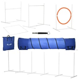 image-Six-Piece Dog Agility Equipment Set with Carry Bag - Multicoloured