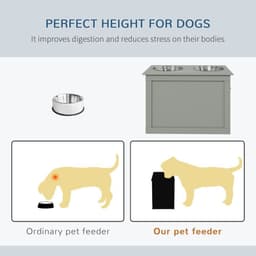 image-Raised Pet Dog Bowls w/ Storage, Two Bowls, Elevated Base - Grey