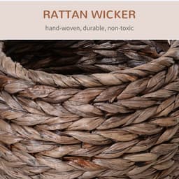 image-Wicker Cat House, Raised Cat Bed with Cylindrical Base, 42 x 33 x 52cm - Brown