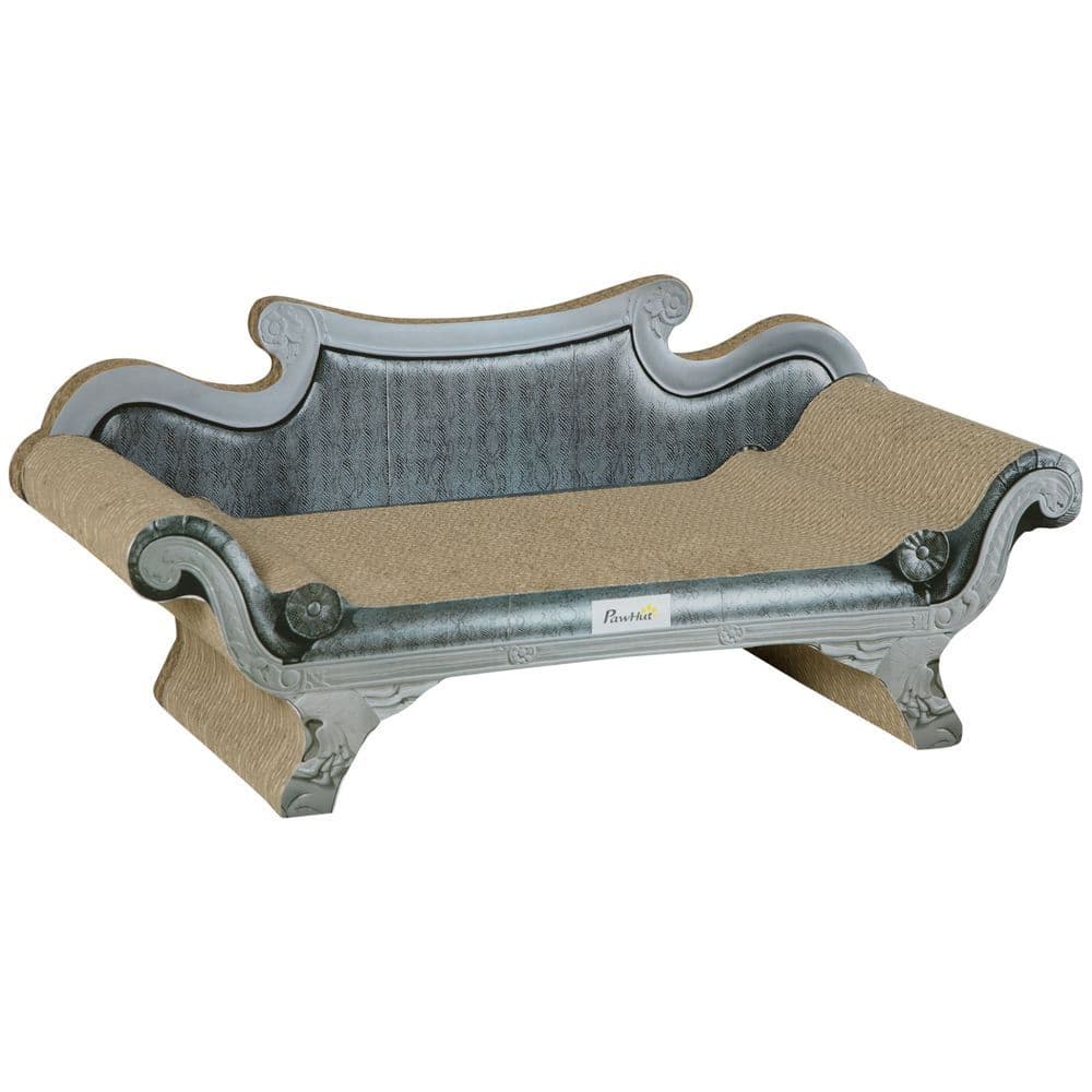 image-Cardboard Scratcher Lounger Bed, Cat Scratching Board with Catnip, 60x29x26.5cm