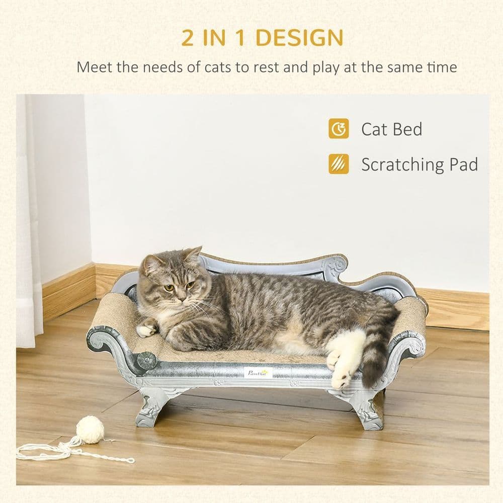image-Cardboard Scratcher Lounger Bed, Cat Scratching Board with Catnip, 60x29x26.5cm