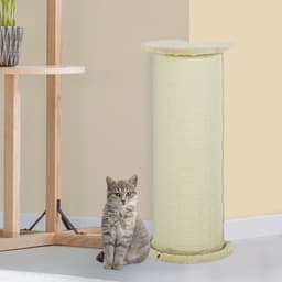 image-85cm Tall Cat Scratching Post with Sisal Rope, Soft Plush, Anti Tip - Beige