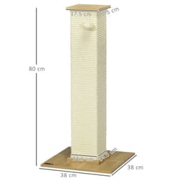 image-80cm Sisal Rope Scratching Post w/ Toy Ball - White