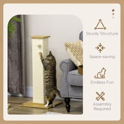 image-80cm Sisal Rope Scratching Post w/ Toy Ball - White