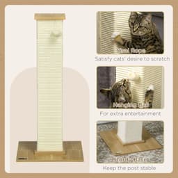 image-80cm Sisal Rope Scratching Post w/ Toy Ball - White