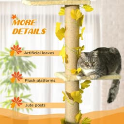 image-242cm Adjustable Floor-To-Ceiling Cat Tree w/ Anti-Slip Kit - Yellow