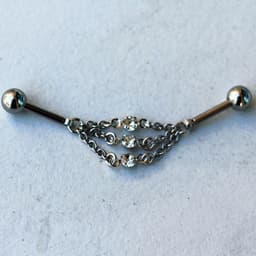 image-316L Stainless Steel Jeweled Triple Chain Industrial Barbell