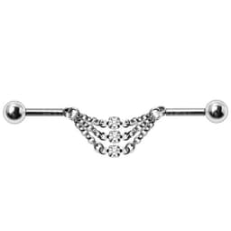 image-316L Stainless Steel Jeweled Triple Chain Industrial Barbell