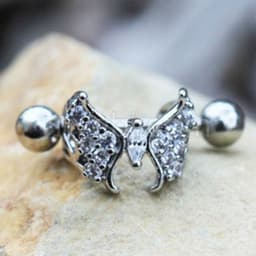 image-316L Stainless Steel Fancy Jeweled Butterfly Cartilage Cuff Earring