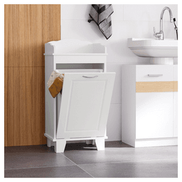 image-Free Standing Home Organizer Hamper, Bathroom Storage Cabinet, White
