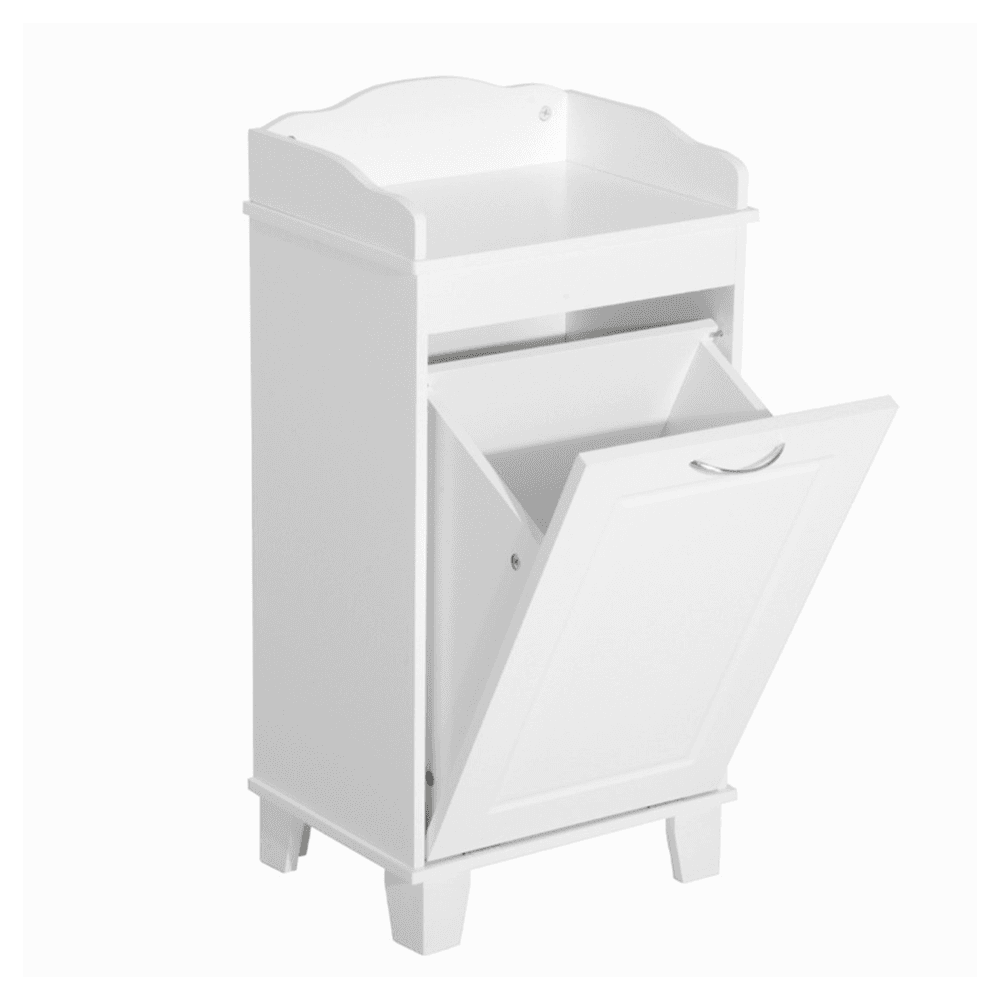 image-Free Standing Home Organizer Hamper, Bathroom Storage Cabinet, White
