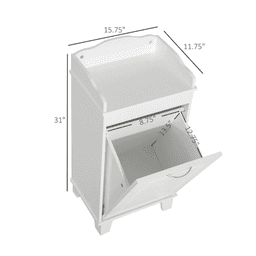 image-Free Standing Home Organizer Hamper, Bathroom Storage Cabinet, White