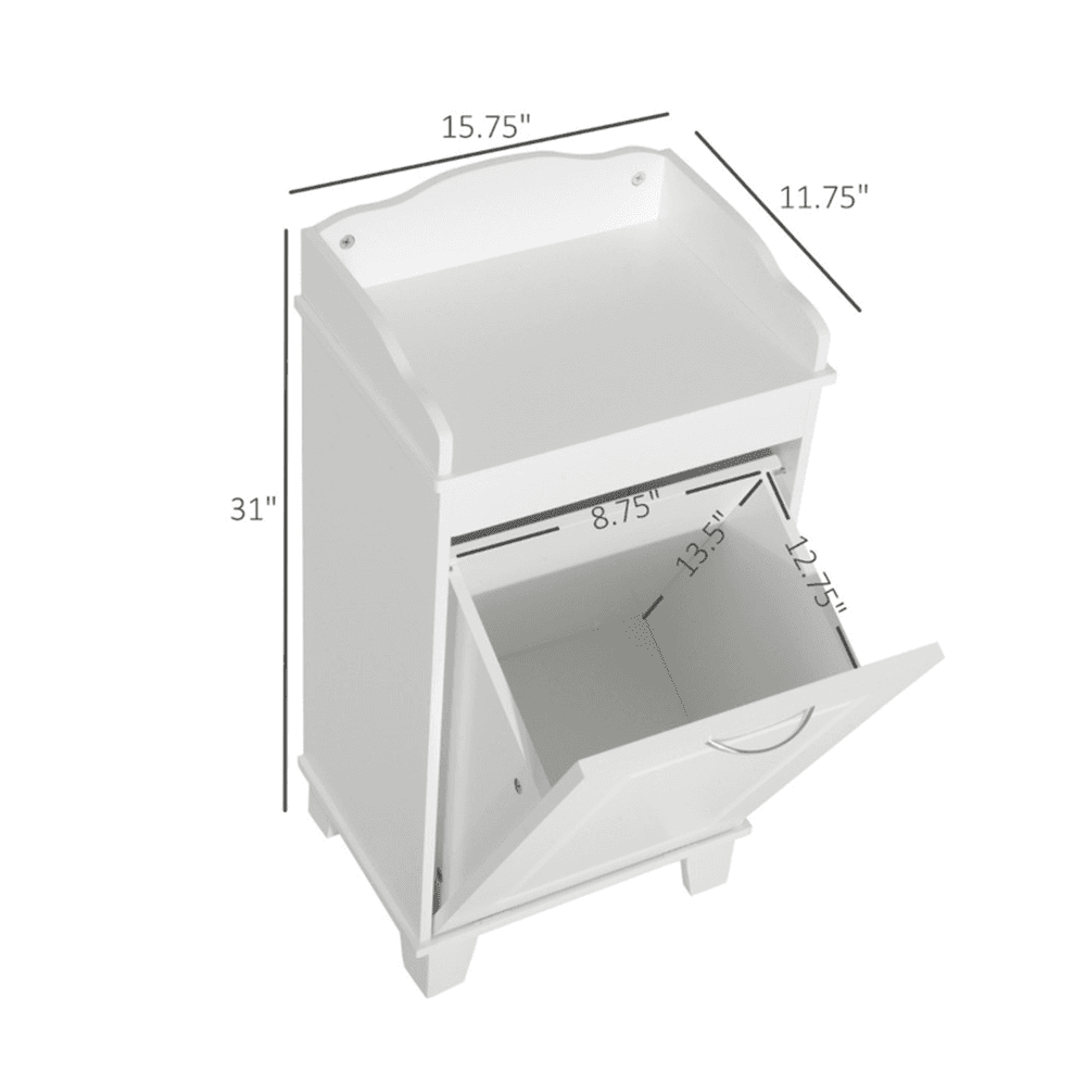 image-Free Standing Home Organizer Hamper, Bathroom Storage Cabinet, White
