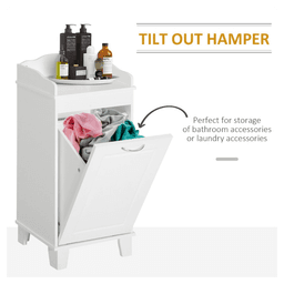 image-Free Standing Home Organizer Hamper, Bathroom Storage Cabinet, White