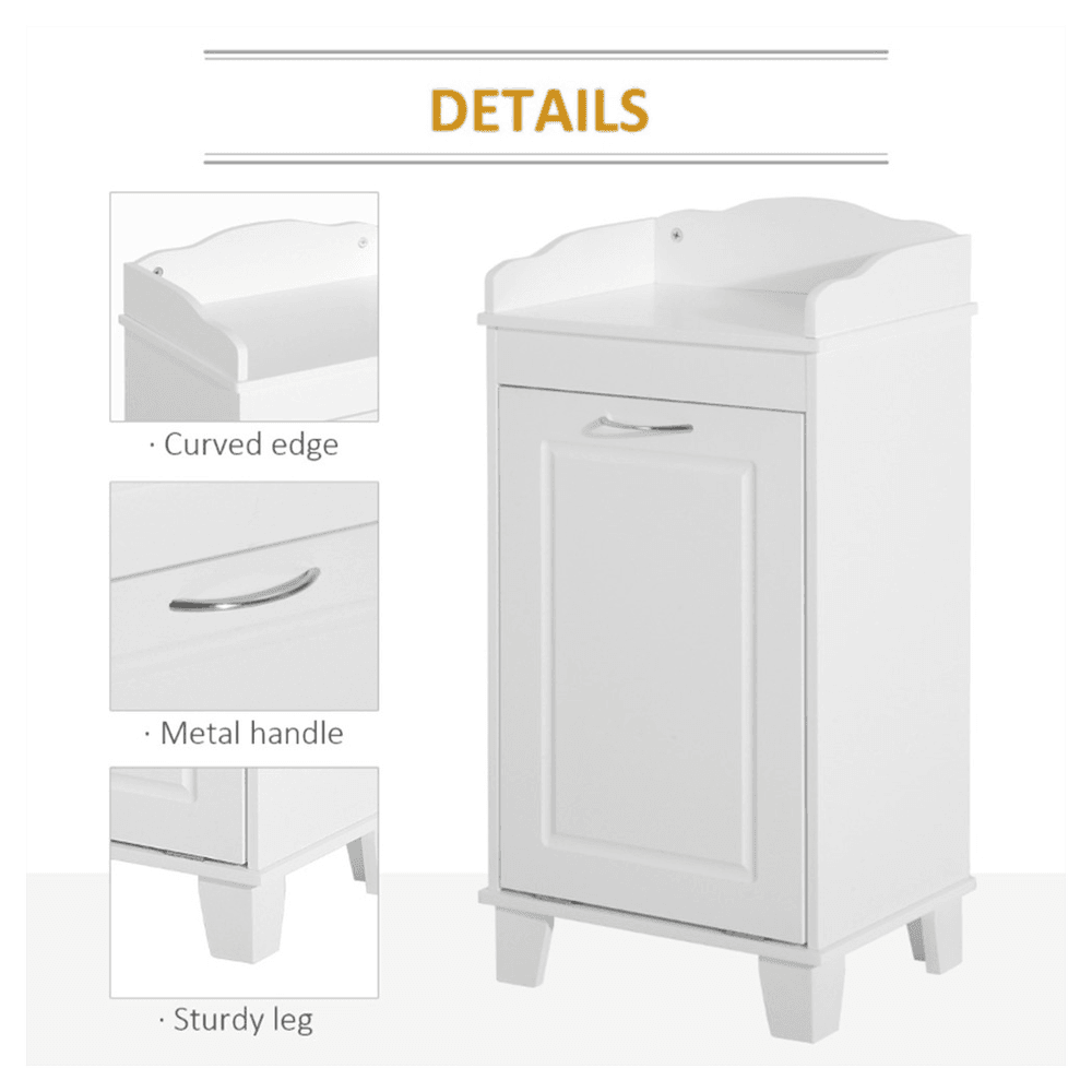 image-Free Standing Home Organizer Hamper, Bathroom Storage Cabinet, White