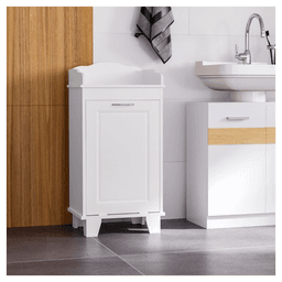 image-Free Standing Home Organizer Hamper, Bathroom Storage Cabinet, White