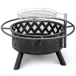 image-30in Outdoor Metal Fire Pit with Cooking Grates Black