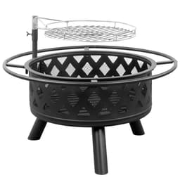 image-30in Outdoor Metal Fire Pit with Cooking Grates Black