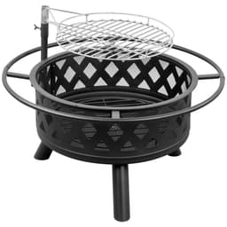 image-30in Outdoor Metal Fire Pit with Cooking Grates Black