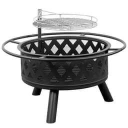 image-30in Outdoor Metal Fire Pit with Cooking Grates Black