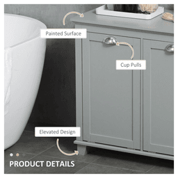 image-Tilt-Out Laundry Sorter Cabinet, Bathroom Storage Organizer Grey-AS