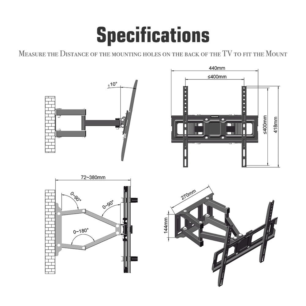 image-26-55 Inch Double Pendulum Large Base TV Stand TMDS-105 Bearing 40Kg/Vese400*400/Upper And Lower-10~ 10°