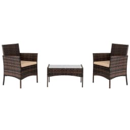 image-2pcs Arm Chairs 1pc Love Seat & Tempered Glass Coffee Table Rattan Sofa Set Brown Gradient