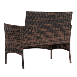 image-2pcs Arm Chairs 1pc Love Seat & Tempered Glass Coffee Table Rattan Sofa Set Brown Gradient