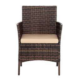 image-2pcs Arm Chairs 1pc Love Seat & Tempered Glass Coffee Table Rattan Sofa Set Brown Gradient