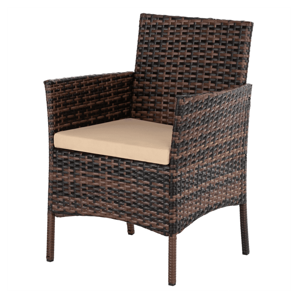 image-2pcs Arm Chairs 1pc Love Seat & Tempered Glass Coffee Table Rattan Sofa Set Brown Gradient