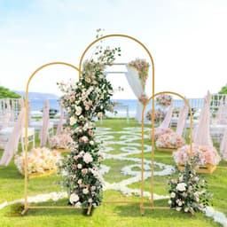 image-(5.9ft+4.9ft+3.9ft) Three-Piece Set Wedding Arc Top Iron Art Wedding Iron Arch Gold