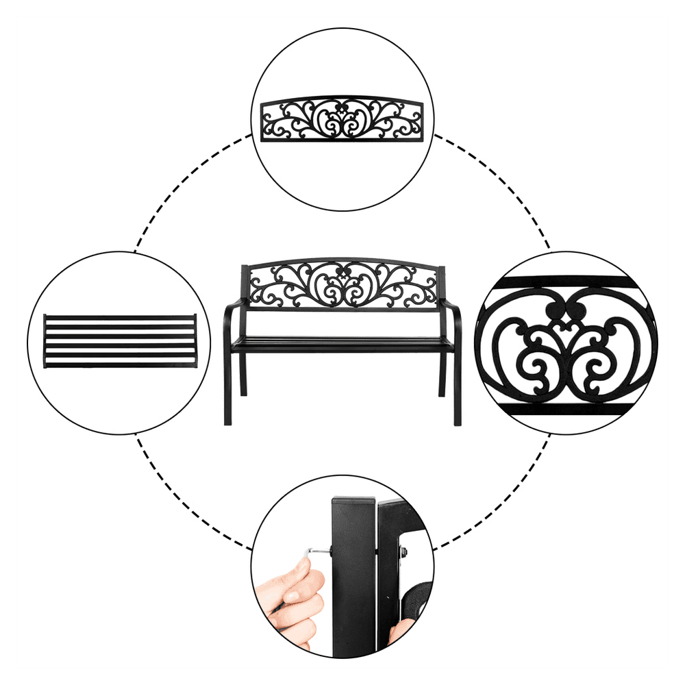 image-50" Iron&PVC Outdoor Courtyard Decoration Park Leisure Bench