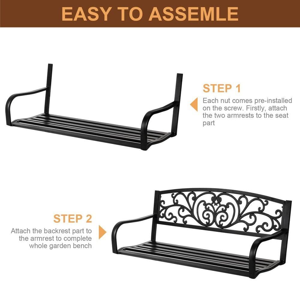 image-50" Iron&PVC Outdoor Courtyard Decoration Park Leisure Bench