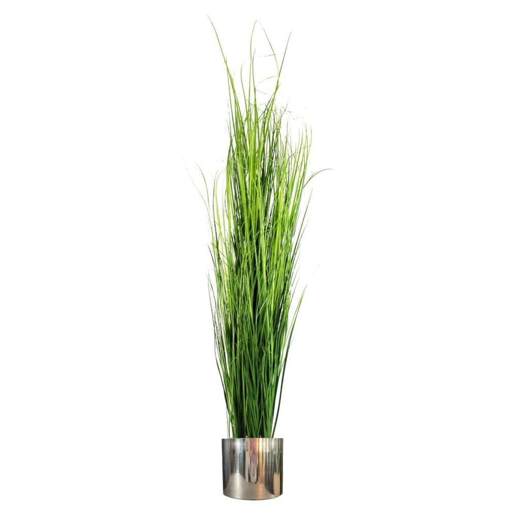 image-130cm Artificial Onion Grass Plant with Silver Metal Plater
