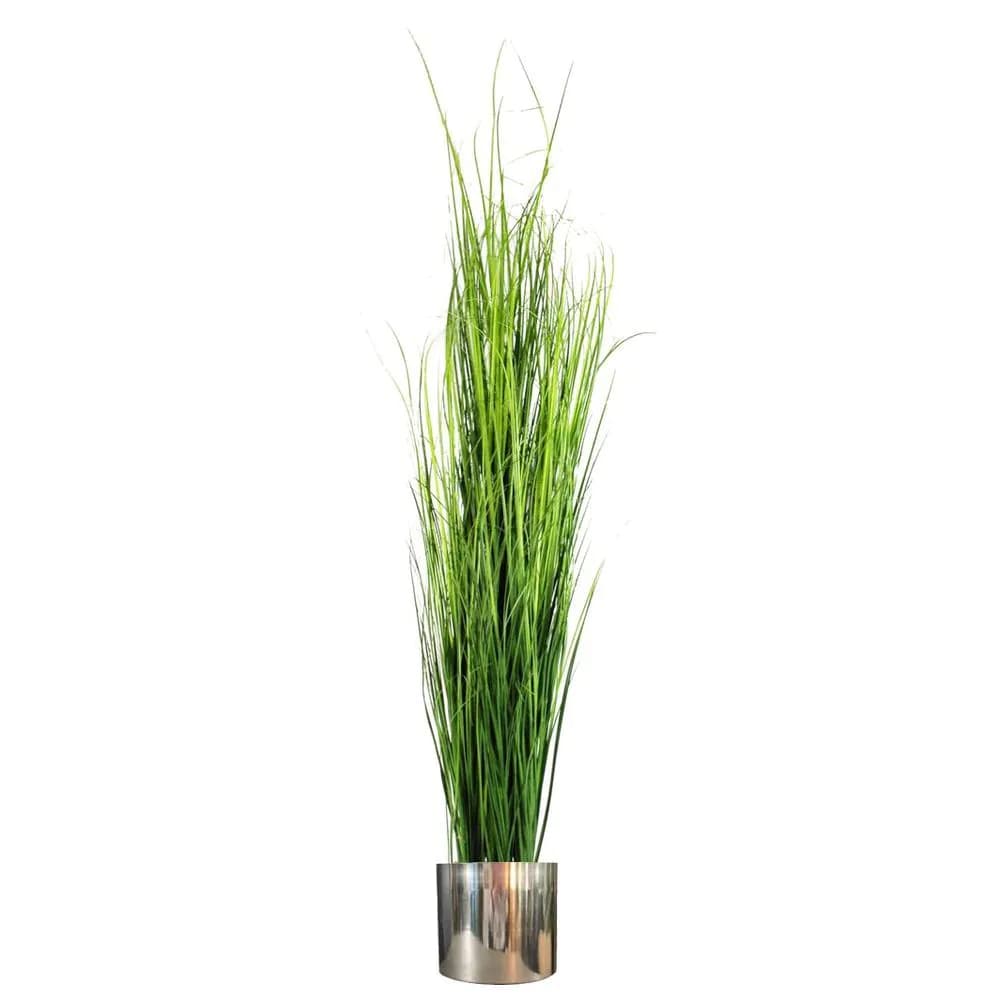 image-130cm Artificial Extra Large Grass Plant with Silver Metal Plater
