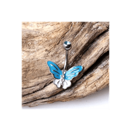 image-316L Stainless Steel Aqua Butterfly Navel Ring