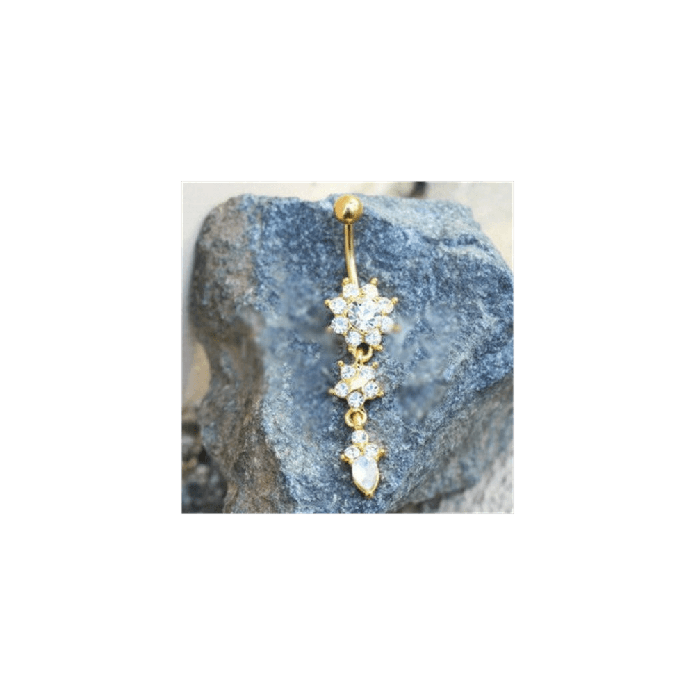 image-Gold Cascading Flower Navel Ring