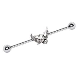 image-316L Stainless Steel Winged Devil's Heart Industrial Barbell