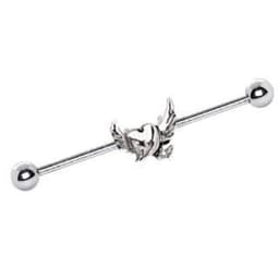 image-316L Stainless Steel Winged Devil's Heart Industrial Barbell
