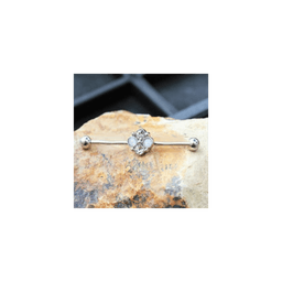 image-316L Stainless Steel Jeweled Flower Industrial Barbell