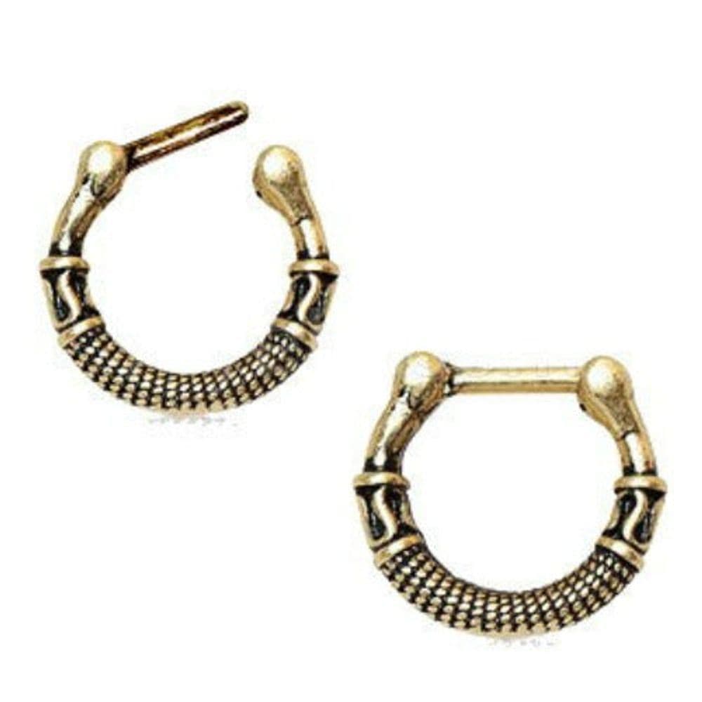 image-Greek Inspired Antique Gold Plated Septum Clicker