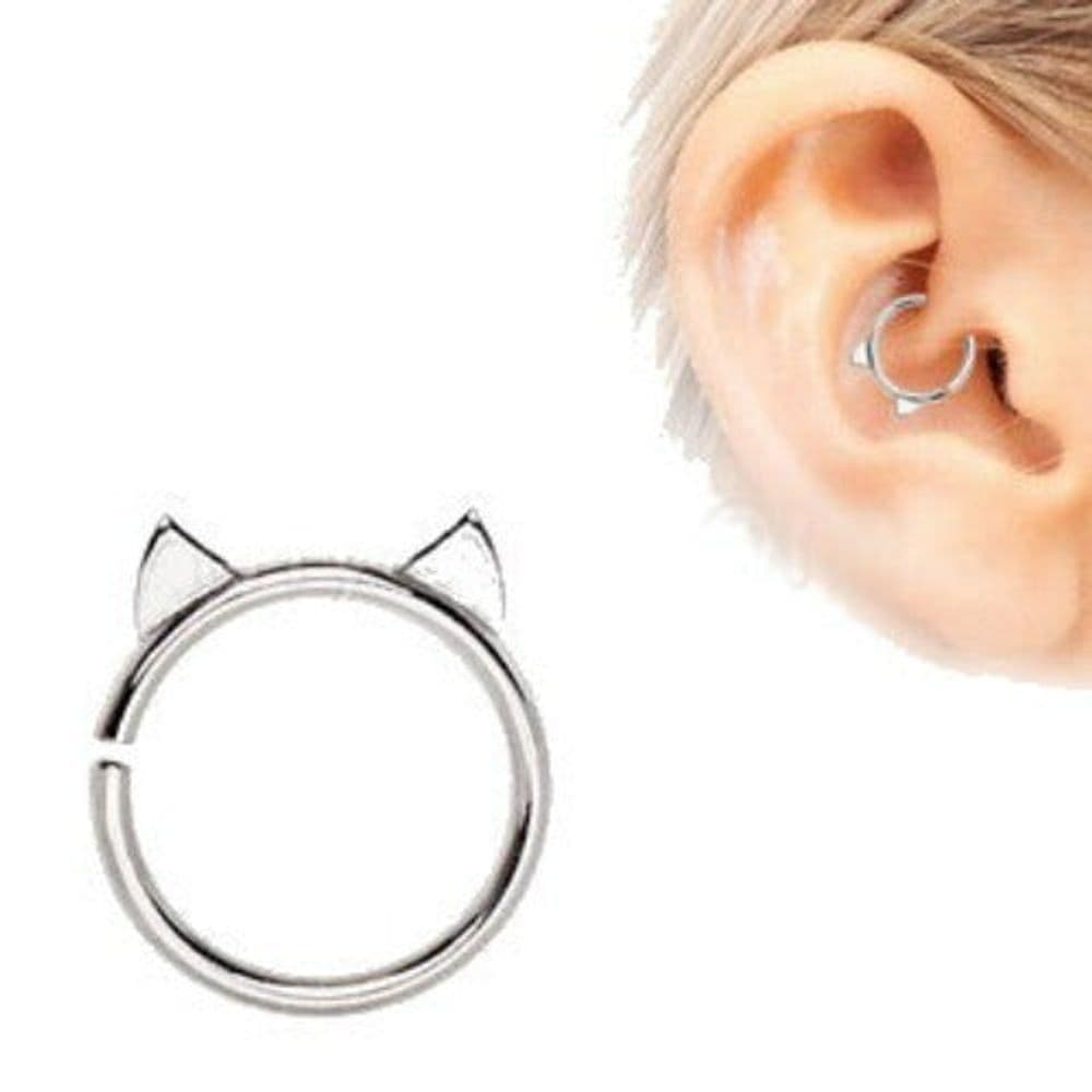 image-Annealed 316L Stainless Steel Cat Cartilage Earring
