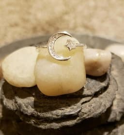 image-Moon & Star Adjustable Sterling Silver Ring