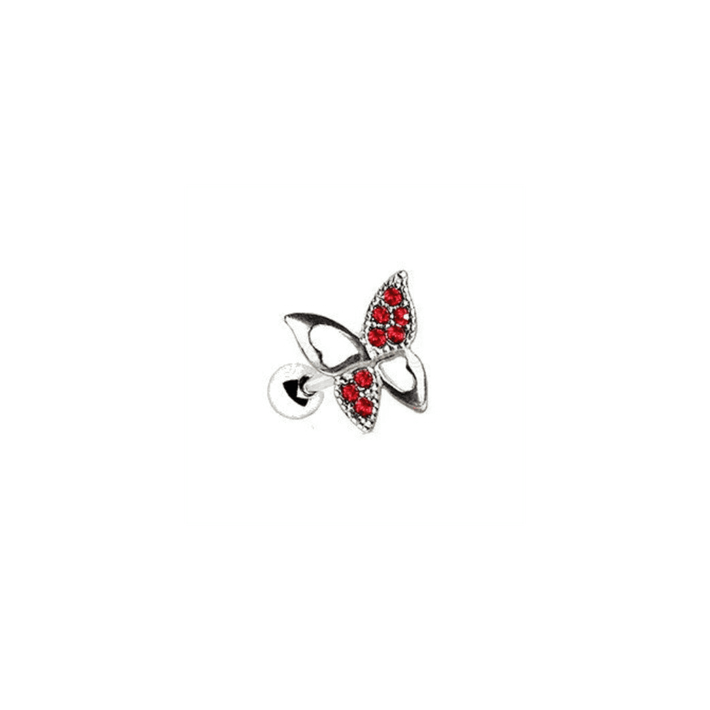 image-316L Stainless Steel Jeweled Butterfly Cartilage Earring